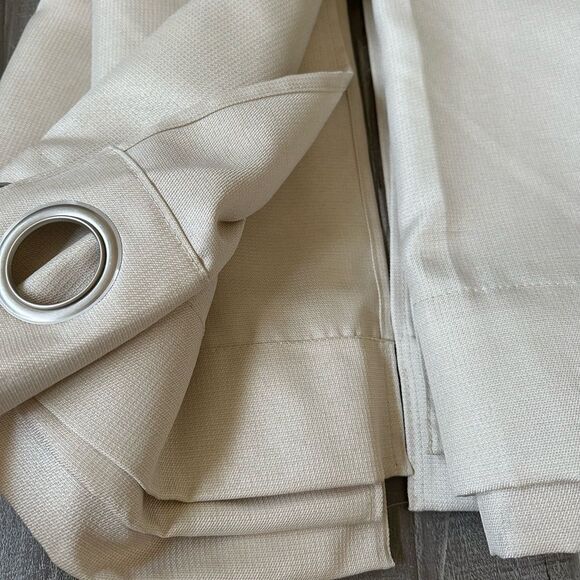 4-pc Elegant Drapery Cream Beige Tan Grommet Curtains Panels Set - Picture 3 of 6